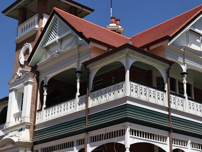 The scaffolding has finally been removed to reveal the mammoth multi-million dollar restoration of one of Brisbane’s most iconic historic residences "Lamb House" at Kangaroo Point. Photo: Tara Croser.