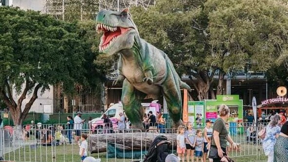 Families can interact with life-size animatronic dinosaurs and even come face-to-face with the legendary Tyrannosaurus Rex in a Mackay first. Picture: The Dino Expo