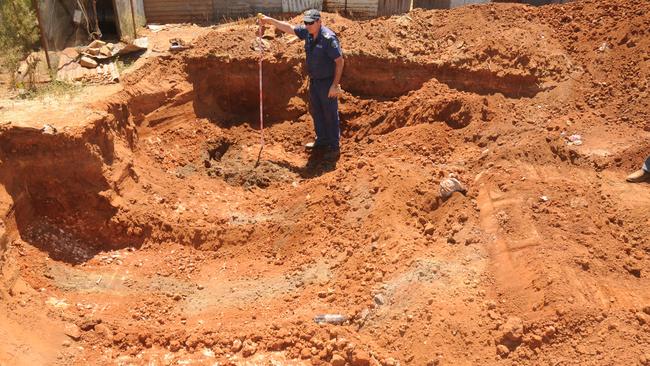 The backyard of a Terowie house being excavated in 2013.