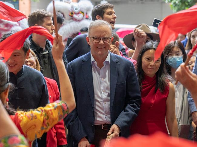 Prime Minister Anthony Albanese walks through Emerald Square and down to Burwood Chinatown during Lunar New Year Celebrations in Burwood, Sydney on Sunday, January 22, 2023. Picture: Supplied PMO