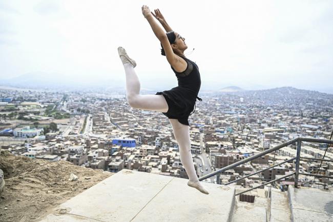 Ballet student Nicole Chavez, age 15, practices in San Genaro, a poor area of Lima