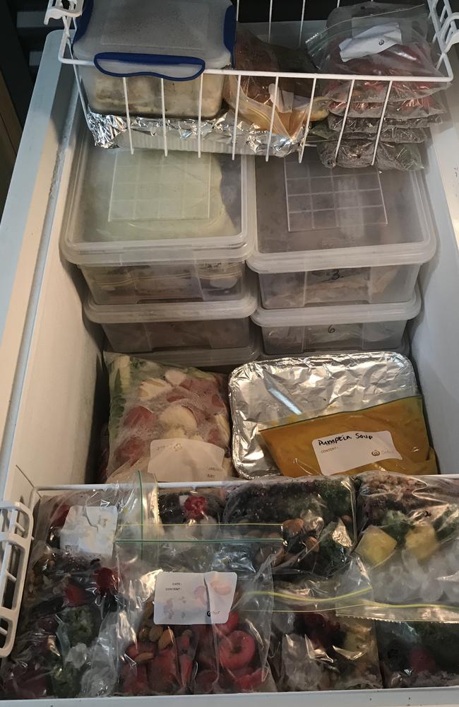 Rebekah’s deep freezer stores the meals for the whole term.