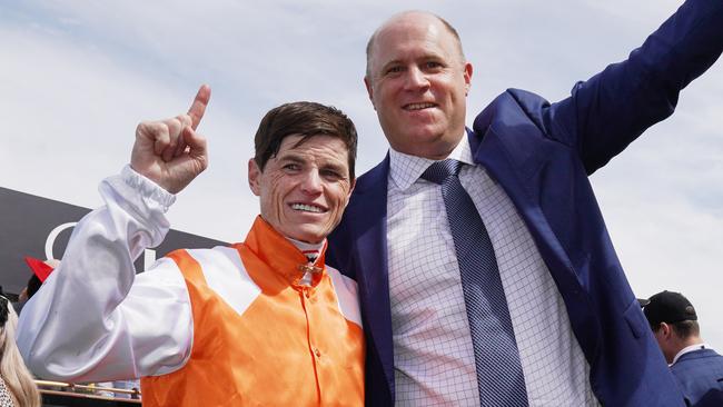 Vow and Declare jockey Craig Williams and trainer Danny O'Brien. Picture: AAP/Michael Dodge