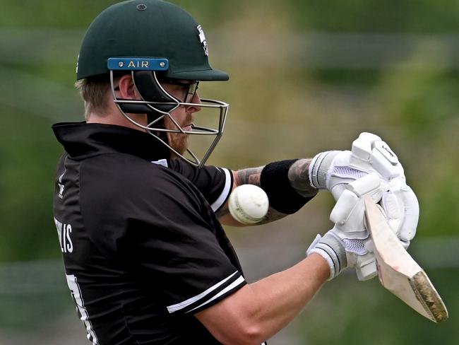 CamberwellÃs Christopher Thewlis during the Victorian Premier Essendon v Camberwell cricket match in Essendon, Saturday, Nov. 12, 2022. Picture: Andy Brownbill