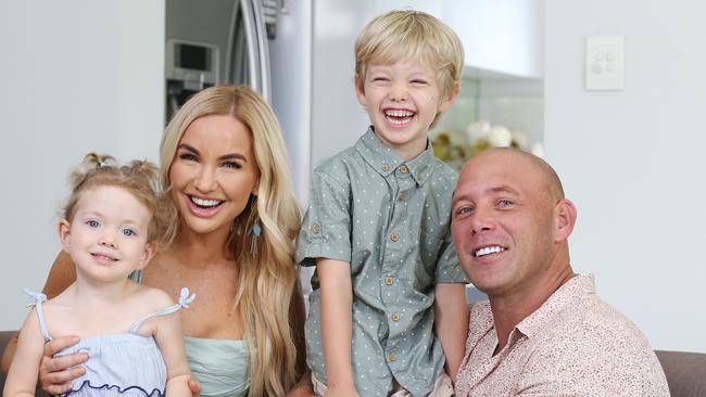 Marketing manager Louise Struber and construction company director Josh McDermott with children Jordan Struber-McDermott, 2, and Jack Struber-McDermott, 5. Picture: Brendan Radke