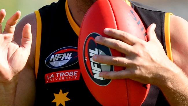 Tyson Pickett of the Fitzroy Stars evades a tackle during the 2024 Northern Football Netball League Division 3 Heidelberg Golf Club Seniors Grand Final match between the Fitzroy Stars and the Old Paradians at Lalor Reserve, on September 07, 2024, in Melbourne, Australia. (Photo by Josh Chadwick)