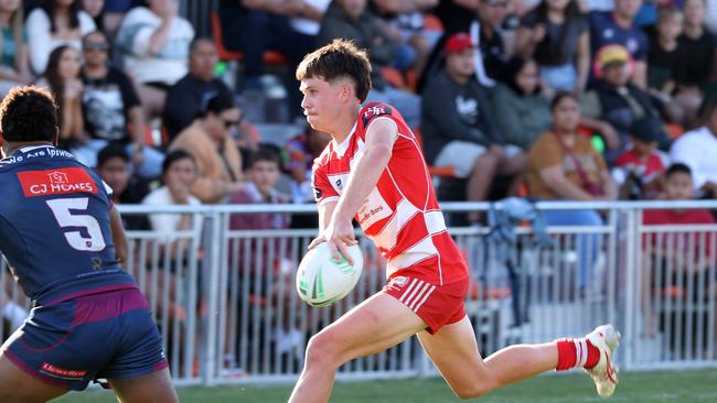 Tyson Ploegsma in action during last year’s Langer Trophy final between PBC SHS and Ipswich SHS. Picture: Liam Kidston.