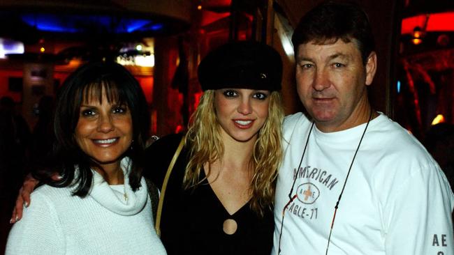 Spears with her parents. The pop star wrote in her book that her father, Jamie, persuaded a court to place her under two conservatorships. Picture: Denise Truscello/Getty Images