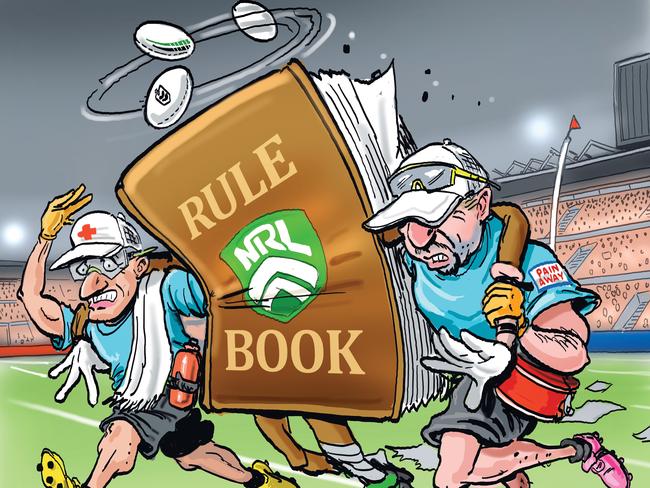 WEB kent column on NRL rules. artwork by boo bailey