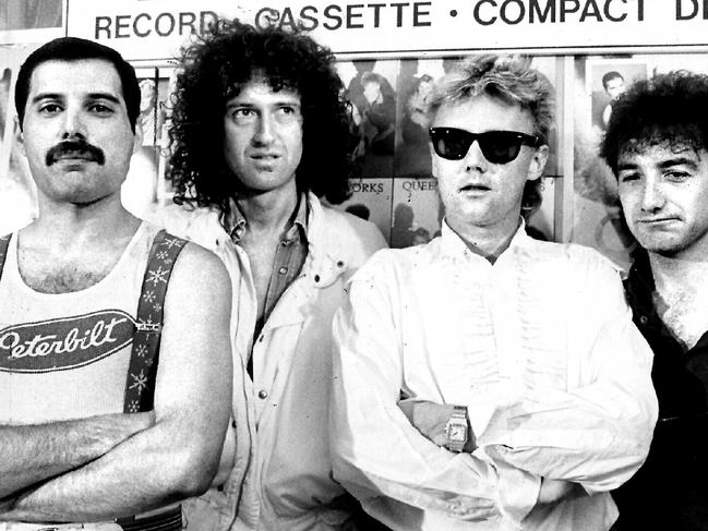 Freddie Mercury, Brian May, Roger Taylor and John Deacon in 1985