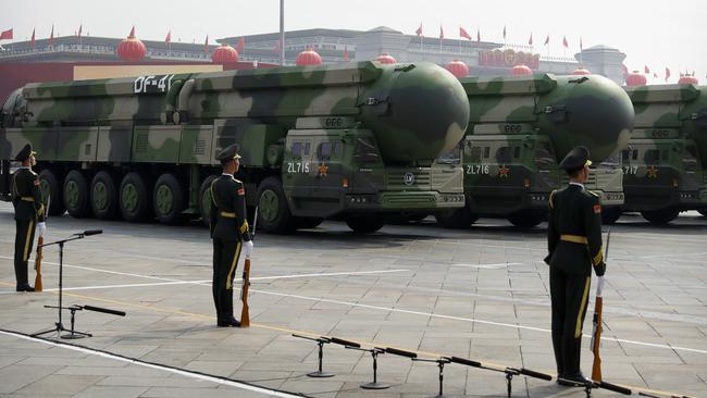 DF-41 ballistic missiles are paraded before the world. Picture: AP