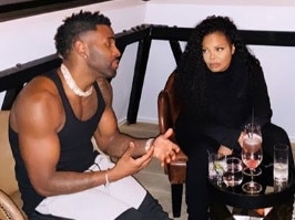 Janet Jackson with Jason Derulo and Janet's backup dancerDominique in Hennessy Bar after their RnB Fridays Live Show. Pic: Instagram.