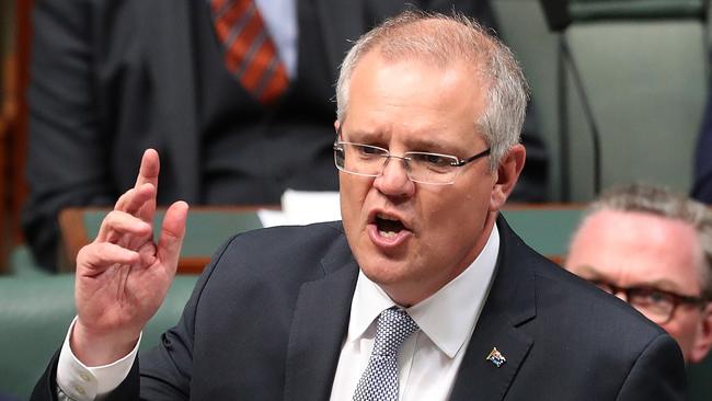 PM Scott Morrison during Question Time in the House of Representatives Chamber, Parliament House in Canberra. Picture: Kym Smith