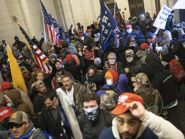 Pro-Trump rioters invade the Capitol. Picture: AFP