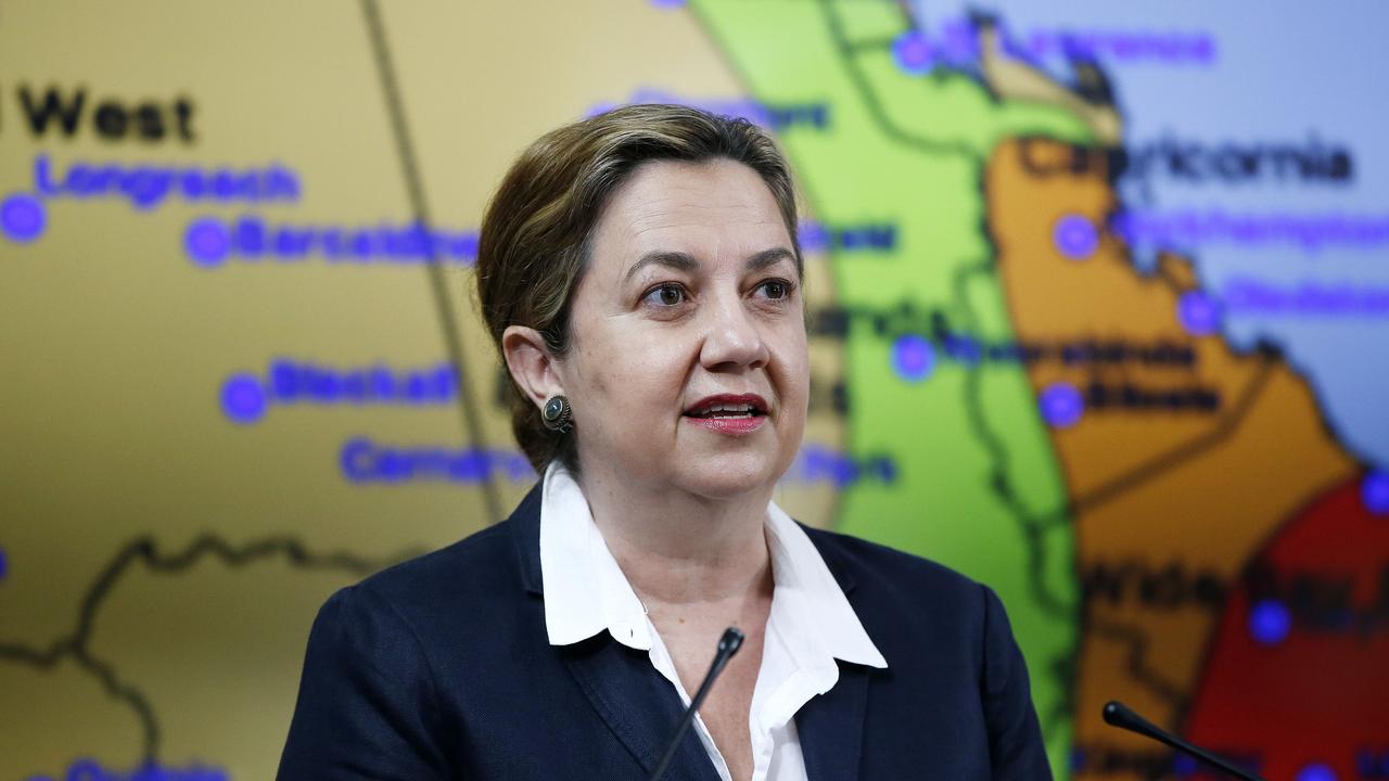 Premier of Queensland Annastacia Palaszczuk pictured addressing the media at the Kedron Emergency Services Complex. Picture: NCA NewsWire / Josh Woning