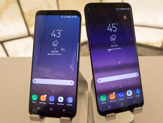 The Samsung S8 and S8+ smartphones, unveiled in New York, will feature 5.8 and 6.2-inch screens respectively. Picture: Supplied