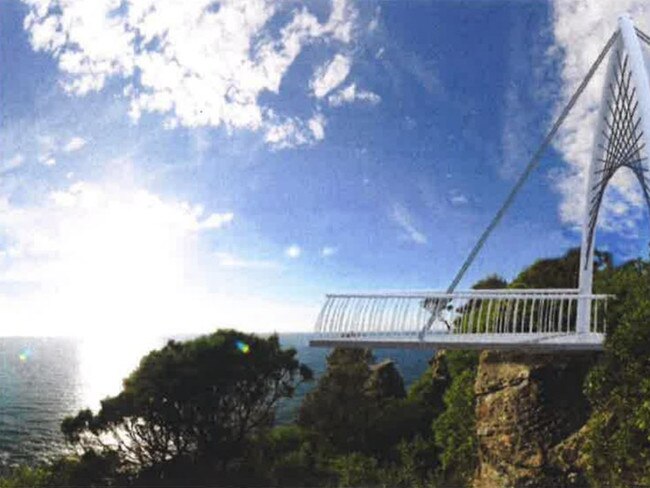 An artists impression of the proposed north-facing lookout that was rejected by council in favour of a smaller lookout facing in the same way as the existing Captain Cook Lookout.