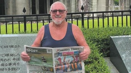 Alleged victim Francis Taheny, aka Dig, pictured in the Yorke Peninsula Country Times, during a trip to Japan. Picture: Yorke Peninsula Country Times