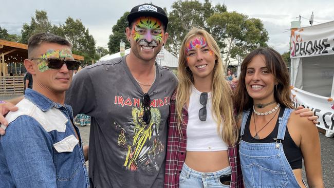 Jarrod Fairall, Guy Hutchen, Chantelle Holden and Sophie Morse at Bluesfest 2023. Picture: Savannah Pocock