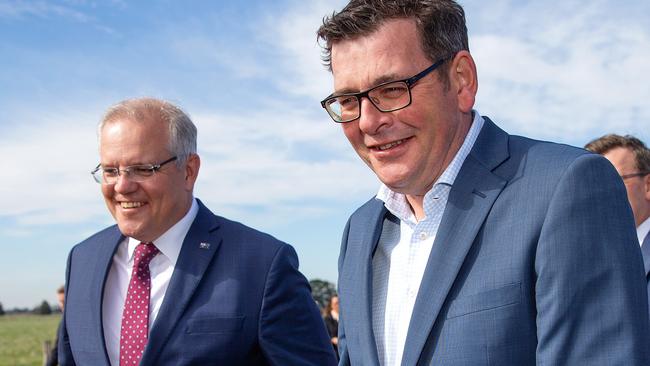 A bromance between Scott Morrison and Daniel Andrews has blossomed. Picture: Mark Stewart