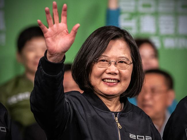 TAIPEI, TAIWAN - JANUARY 11: Tsai Ing-Wen waves after addressing supporters following her re-election as President of Taiwan on January 11, 2020 in Taipei, Taiwan. Tsai Ing-Wen of the Democratic Progressive Party (DPP) has been re-elected as Taiwans president as voters displayed their disapproval of Beijing by opting for a leader who had campaigned on defending their country from China. (Photo by Carl Court/Getty Images)