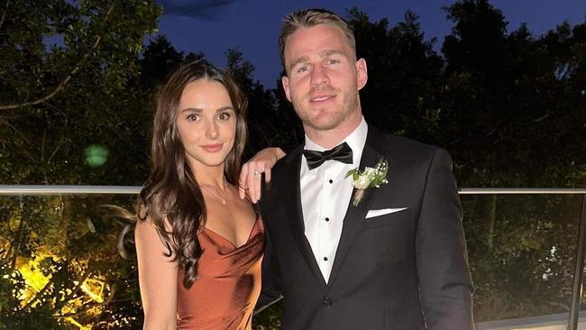 Dolphins player Euan Aitken and his wife Kirsty Costello. Picture: Instagram