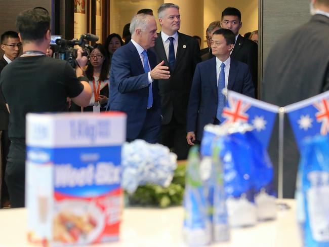 Malcolm Turnbull with Alibaba founder Jack Ma. Picture: Lyndon Mechielsen