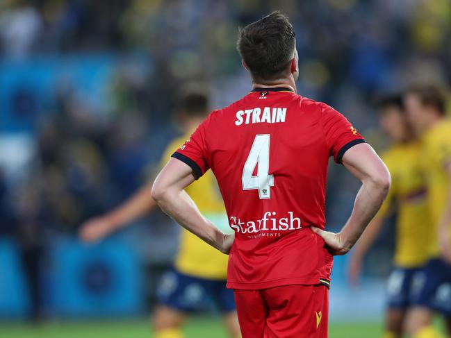 A dejected Ryan Strain after losing to the Central Coast Mariners.