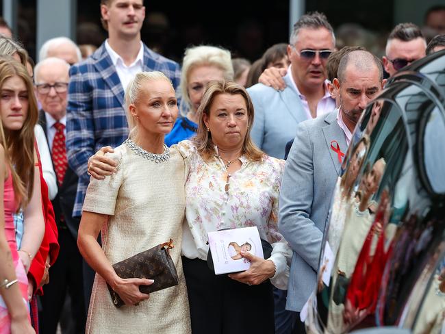 Bianca Jones’ parents Michelle and Mark Jones after the service. Picture: NewsWire/Ian Currie