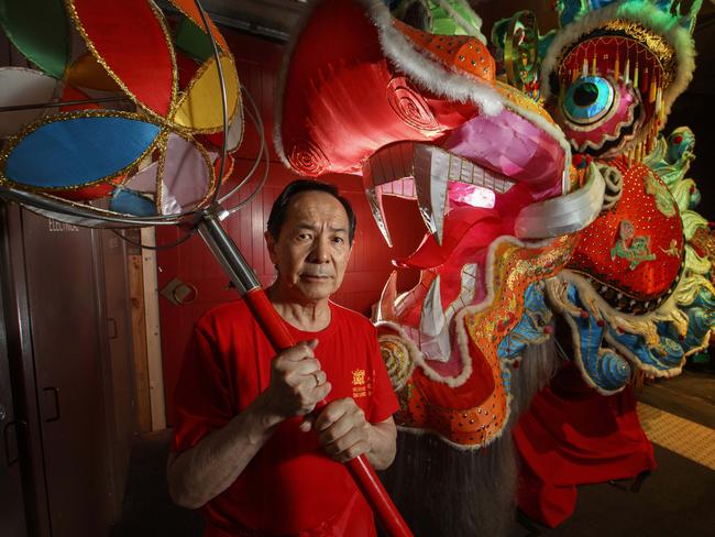 29/01/2021  Mark Wang, CEO of the Museum of Chinese Australian History and honorary secretary of the Melbourne Dragon Society  with the Chinese new year dragon which, this year, won't parade for the first time in almost 70 years.Picture: David Geraghty