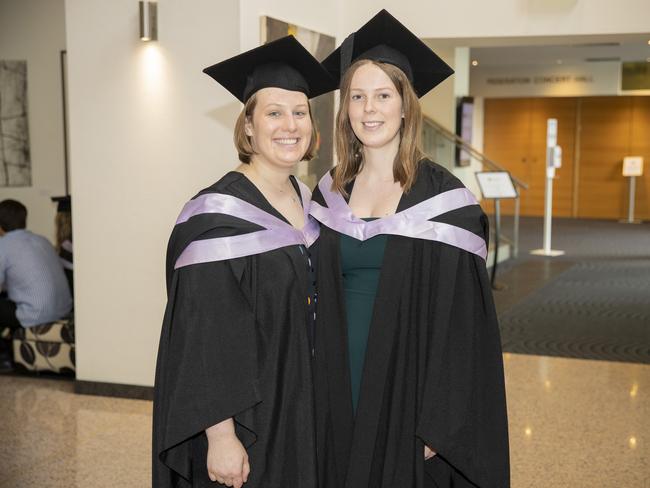 Hannah Steele and Bridget Williams. UTAS graduations. School of College of Health and Medicine Graduate Research. Picture: RICHARD JUPE