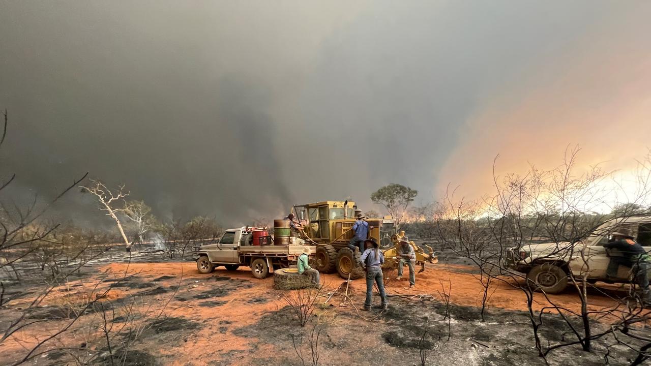 Station workers fighting bushfires at Tennant Creek station.