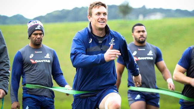 Wallabies winger Dane Haylett-Petty and his teammates train on Waiheke Island. Picture: rugby.com.au