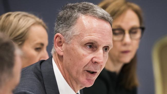 News Corp Australia group executive of corporate and government ­affairs Campbell Reid at the Press Freedom Hearing, Sydney. Picture: Dylan Robinson