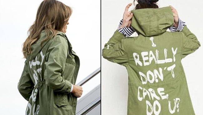 Melania Trump’s jacket for her visit to Texas.