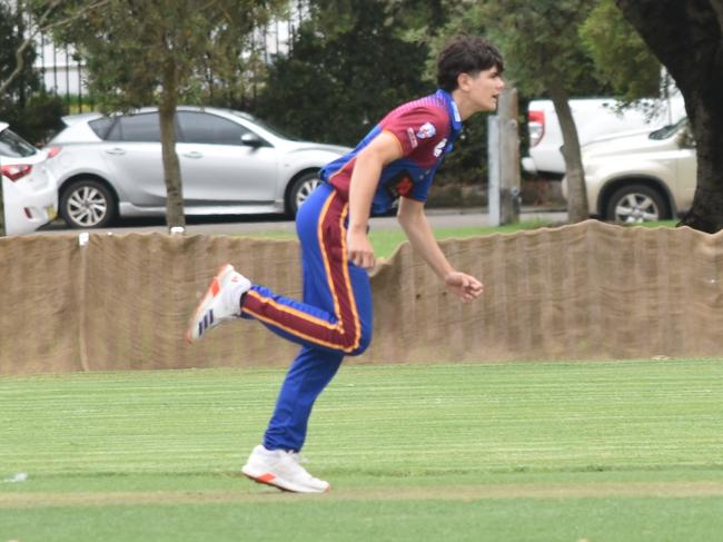 Edward Byrom bowls. Picture: Sean Teuma