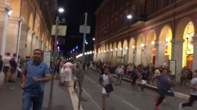 Crowds flee the scene of an attack in the French city of Nice. Source: INSTAGRAM