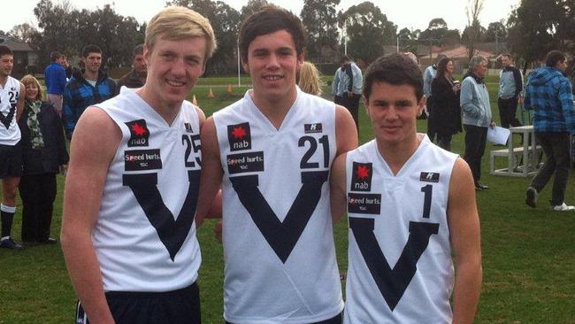 Hugh Goddard (left), Paddy McCartin and Nick Dixon were teammates in the Vic Country under-16 team.