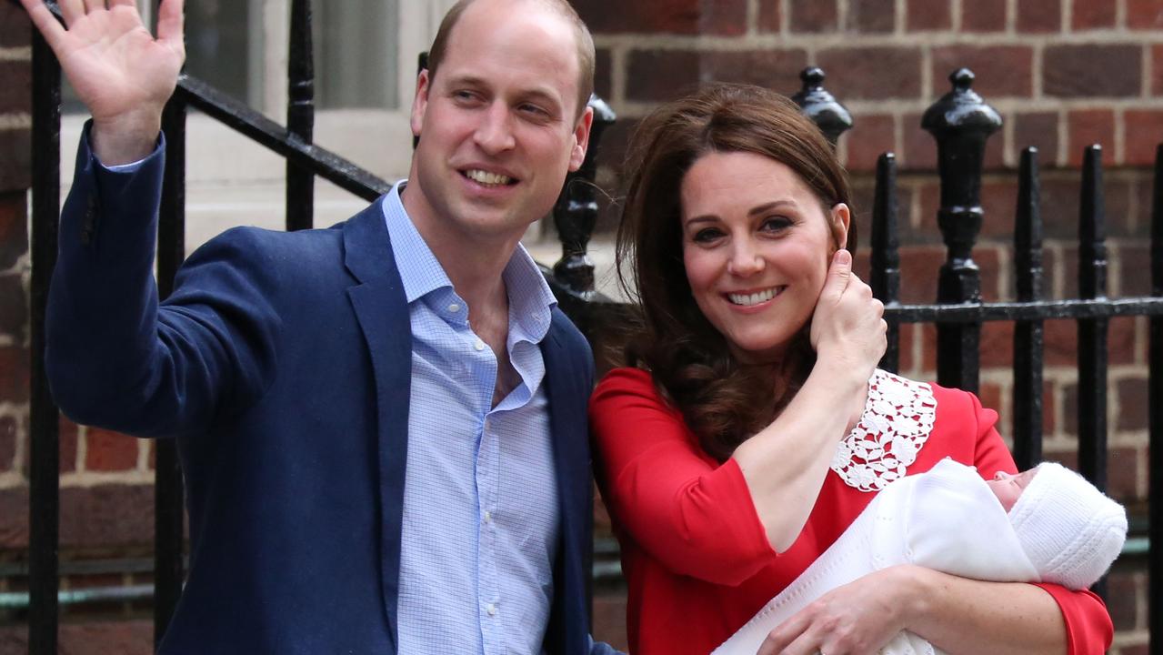 The Duke and Duchess of Cambridge with their newly born son outside St Mary’s Hospital. Picture: Isabel Infantes/AFP