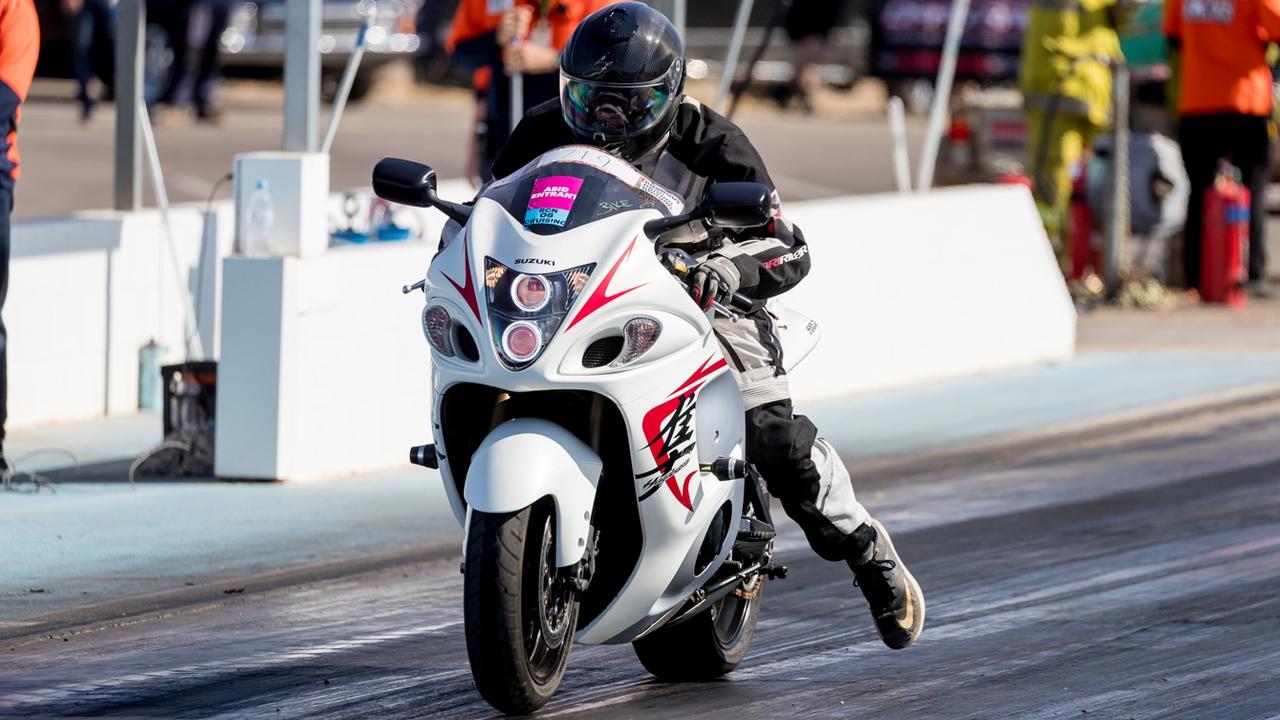 A motorcycle part of the racing at the Red CentreNATS. Picture: NT Major Events