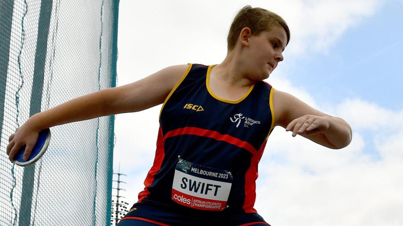 Max Swift in action during the Australian Little Athletics Championships.