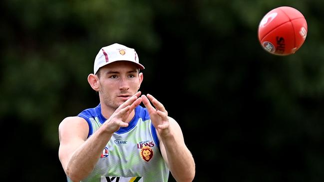 Harris Andrews during a training session at Leyshon Park this week. Picture: Bradley Kanaris/Getty Images