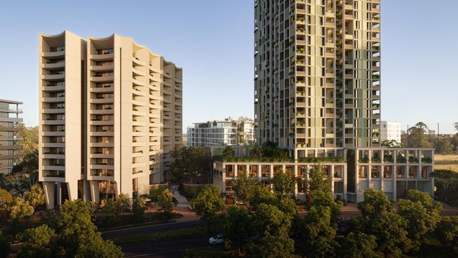 Artist impression of Banksia and Lacebark apartment buildings.