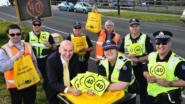 Mayor Steve Kozmevski and Acting Sergeant Rhonda Coates help launch the campaign. Picture: Carmelo Bazzano.