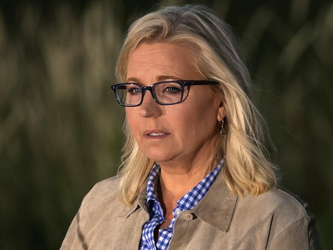 JACKSON, WYOMING - AUGUST 16: U.S. Rep. Liz Cheney (R-WY) speaks to supporters at a primary night event August 16, 2022 in Jackson, Wyoming. Cheney conceded her loss in today's primary.   Alex Wong/Getty Images/AFP == FOR NEWSPAPERS, INTERNET, TELCOS & TELEVISION USE ONLY ==