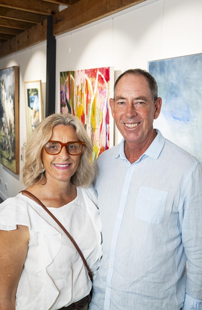 Carolyn and Ken Schmidt at The Toowoomba Gallery for the The Next Big Thing art prize and exhibition, Friday, March 1, 2024. Picture: Kevin Farmer