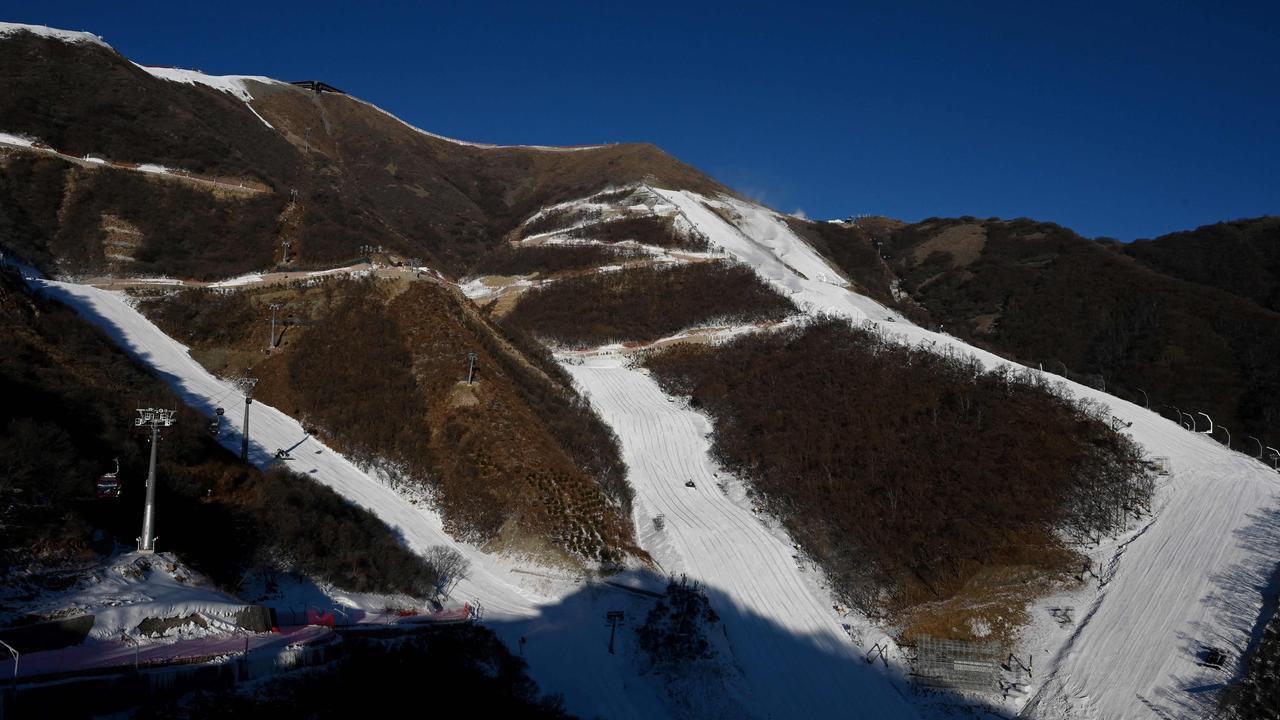 Man-made snow will be almost entirely used for the Beijing Winter Olympics, beginning on February 4. (Photo by Leo RAMIREZ / AFP)