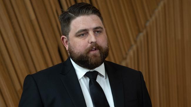 Detective Senior Constable Joshua Guy, from Melbourne Sexual Offences and Child Abuse Investigation Team (SOCIT), speaks to media about the recent schoolgirl abduction in Hosier Lane. Picture: NCA Newswire / Nicki Connolly