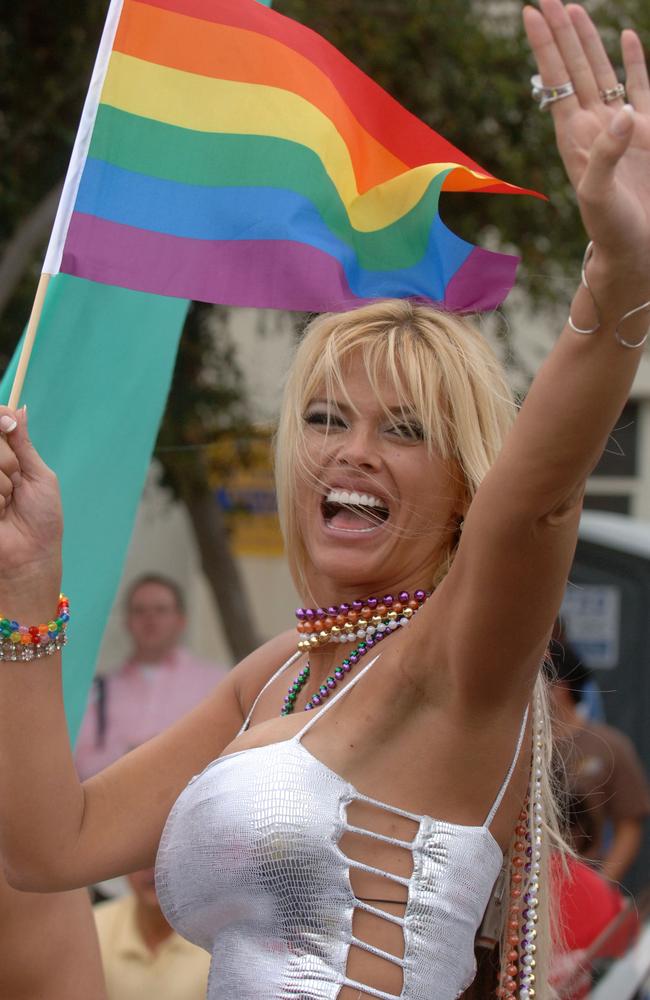 Late actress and model Anna Nicole Smith at the Pride Parade in LA in 2005. Picture: Phil McCarten/Getty Images