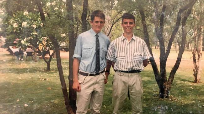 Brian Kaddatz and his mate at graduation day at Emerald Agricultural College in 1988. Picture: contributed